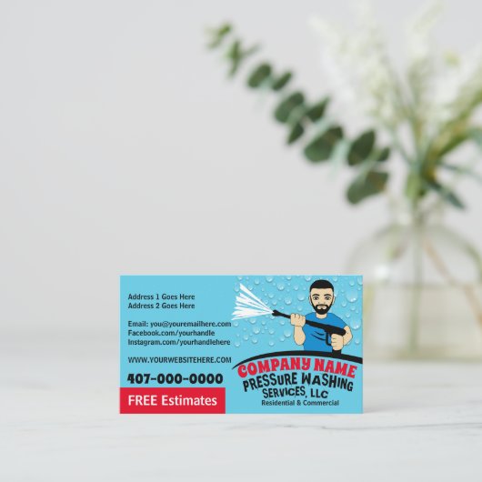 圧力洗浄とクリーニングのカスタマイズ可能なバス 名刺 (スタンド正面)