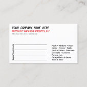 圧力洗浄とクリーニングの名刺テンプレート 予約カード (裏面)