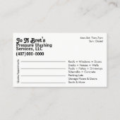 圧力洗浄とクリーニングの名刺テンプレート 予約カード (裏面)