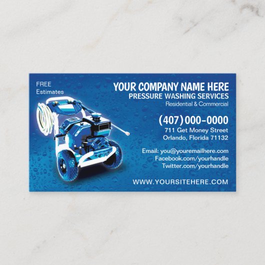 圧力洗浄とクリーニングの名刺テンプレート 予約カード (正面)