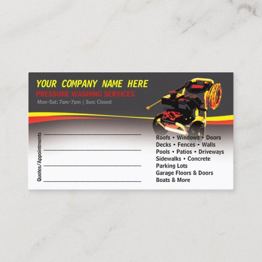 圧力洗浄とクリーニングの名刺テンプレート 予約カード (裏面)