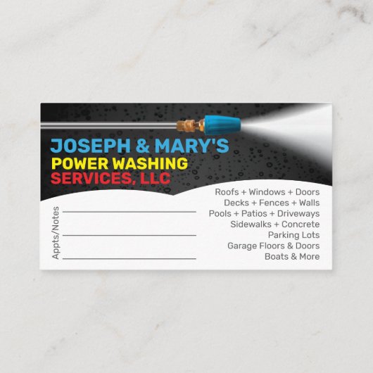 圧力洗浄とクリーニングの名刺テンプレート 名刺 (裏面)