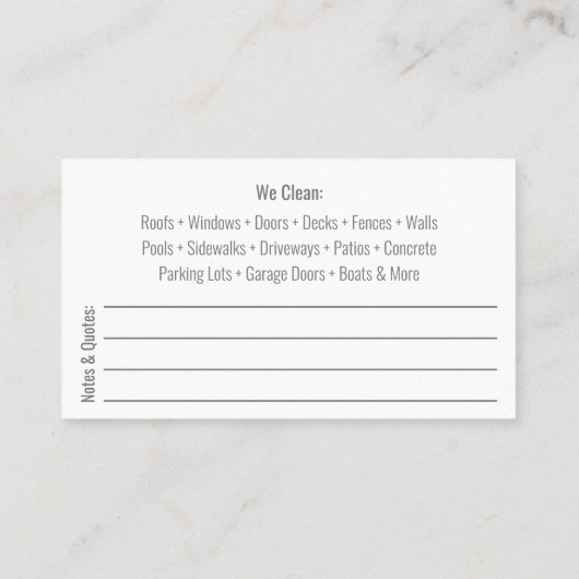 圧力洗浄とクリーニングの名刺テンプレート 名刺 (裏面)
