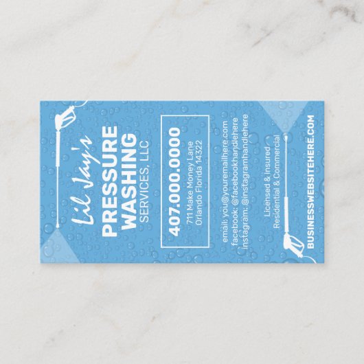 圧力洗浄とクリーニングの名刺テンプレート 名刺 (正面)