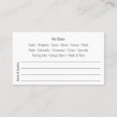 圧力洗浄とクリーニングの名刺テンプレート 名刺 (裏面)