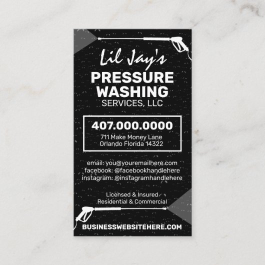 圧力洗浄とクリーニングの名刺テンプレート 名刺 (正面)