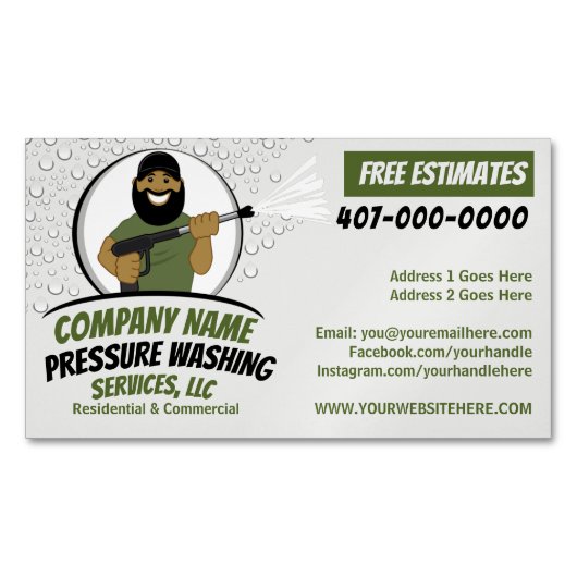 圧力洗浄とクリーニングをカスタマイズ可能 マグネット名刺 (正面)