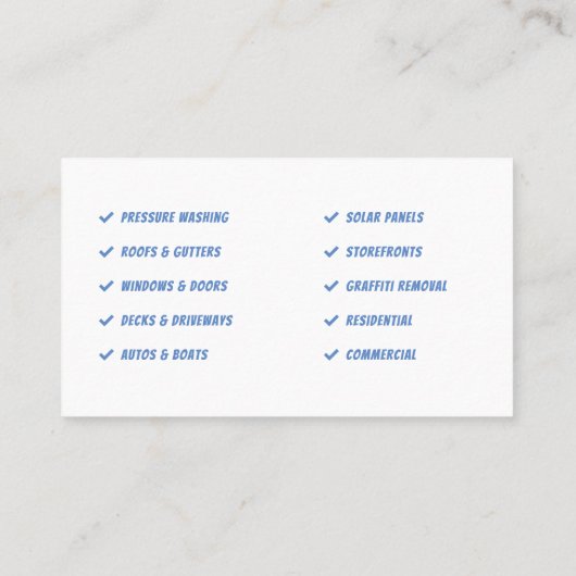 圧力洗浄と電源洗浄のクリーニング 名刺 (裏面)