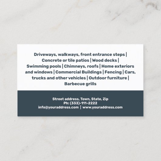 圧力洗浄サービスハウス外部クリーナー 名刺 (裏面)