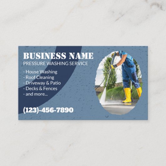 圧力洗浄ハウス洗浄力洗浄ブルー 名刺 (正面)