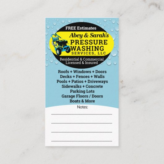 圧力洗浄パワークリーニング 名刺 (裏面)