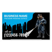 圧力洗浄ベアーパワーウォッシャーハウスクリーニング マグネット名刺 (正面)