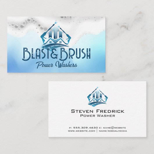 圧力洗浄ロゴ | Soap Suds 名刺 (正面/裏面)