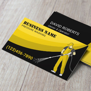 圧力洗浄力洗浄黒黄色洗浄 名刺