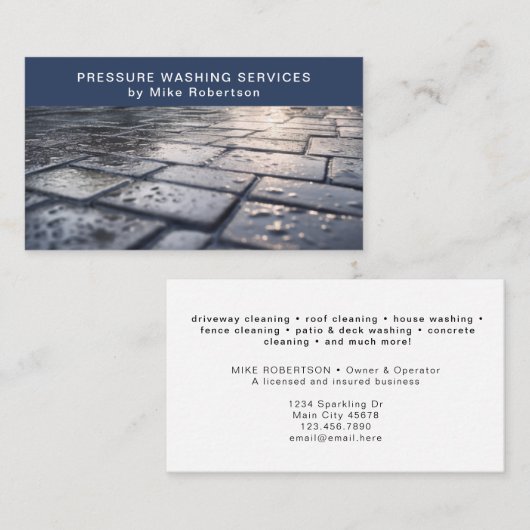 圧力洗浄式洗力式洗ハウス洗浄モダン 名刺 (正面/裏面)