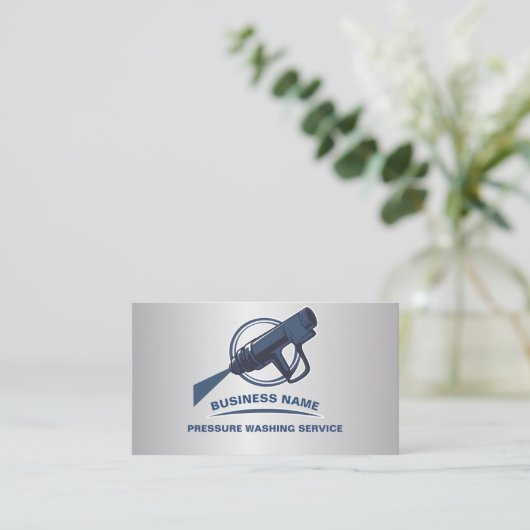 圧力洗浄式洗力式洗ハウス洗浄銀 名刺 (スタンド正面)