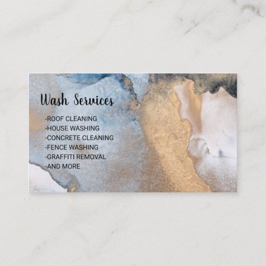 圧力洗浄抽象芸術ネイビー&金ゴールド洗浄 名刺 (裏面)