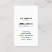 圧力洗浄水がパワー自動詳細をドロップ 名刺 (裏面)