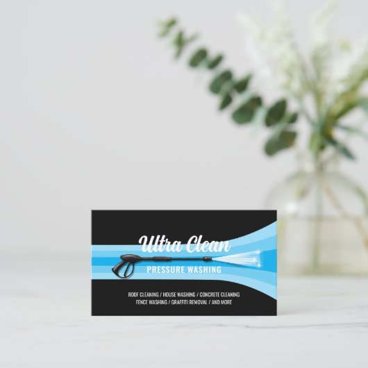 圧力洗浄水洗式青い洗ストライプ浄 名刺 (スタンド正面)