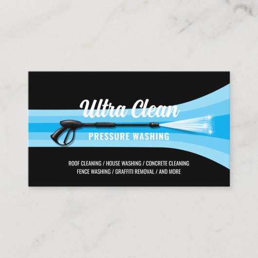 圧力洗浄水洗式青い洗ストライプ浄 名刺 (正面)