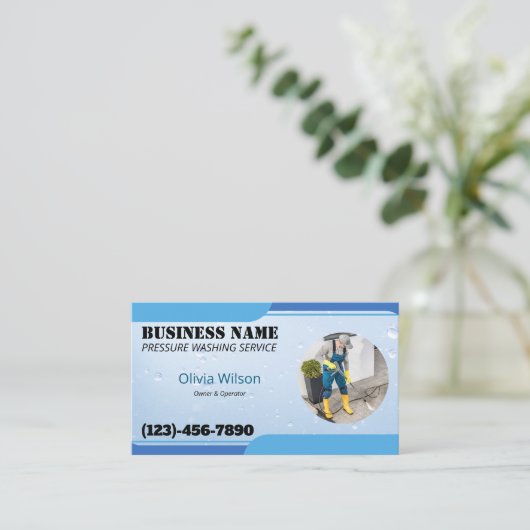 圧力洗浄水洗水滴 名刺 (スタンド正面)