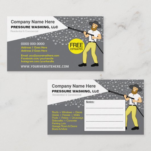 圧力洗浄/クリーニングテンプレート名刺 名刺 (正面/裏面)