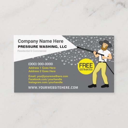 圧力洗浄/クリーニングテンプレート名刺 名刺 (正面)