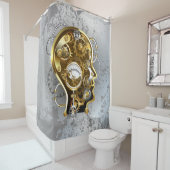 圧力計付き蒸気ポンク頭 シャワーカーテン (インサイチュ)