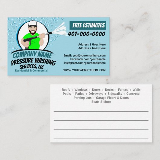 圧力電力洗浄とクリーニングのカスタマイズ 名刺 (正面/裏面)
