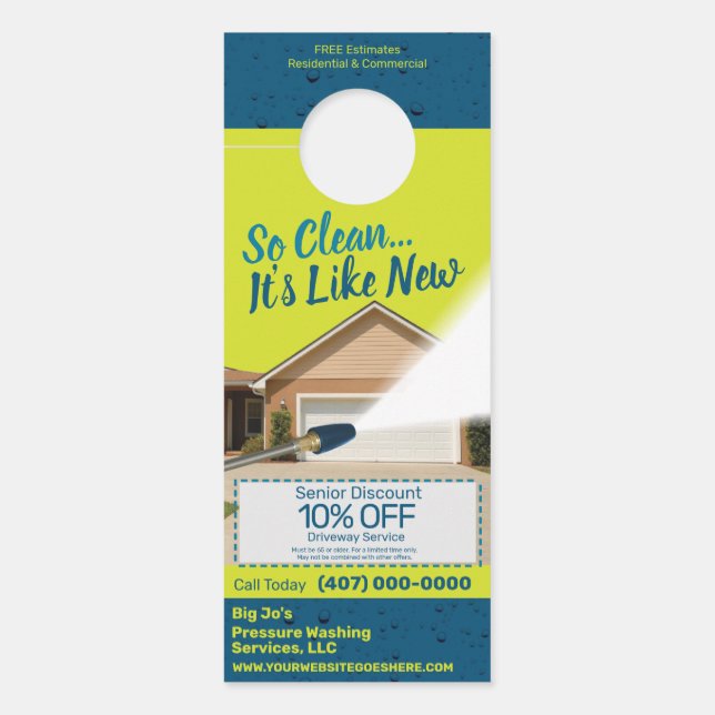 圧力電力洗浄カスタマイズ可能なテンプレート ドアノブサイン (正面)