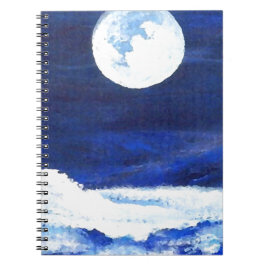 圧延の海は満月の海の下で振ります ノートブック