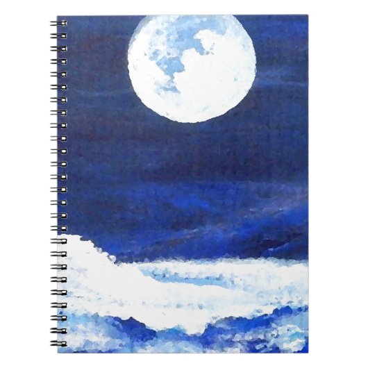 圧延の海は満月の海の下で振ります ノートブック (正面)