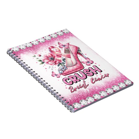 圧搾の乳がん認知月ピンクリボン ノートブック (右側)