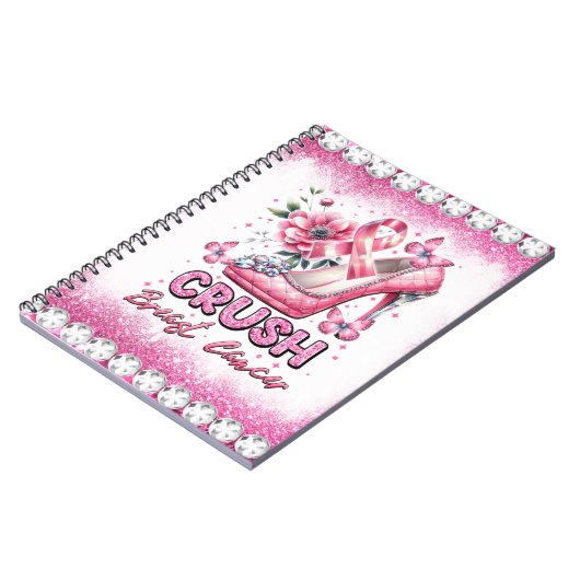 圧搾の乳がん認知月ピンクリボン ノートブック (左側)