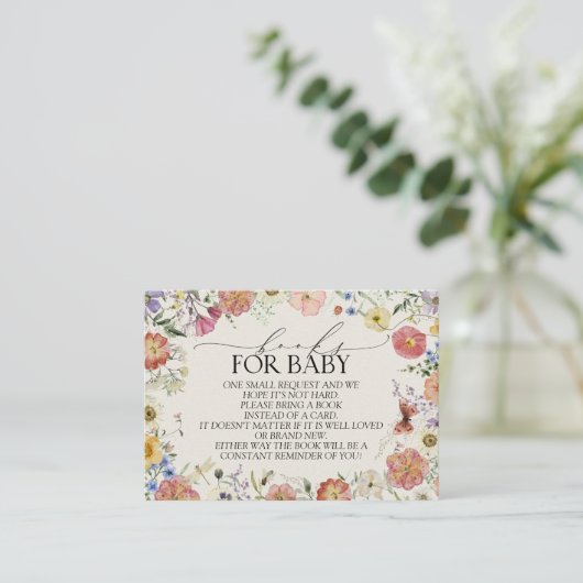 圧搾ワイルドフラワー赤ちゃんシャワーベビー エンクロージャーカード (スタンド正面)
