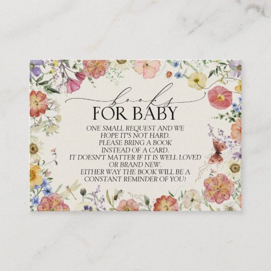 圧搾ワイルドフラワー赤ちゃんシャワーベビー エンクロージャーカード (正面)