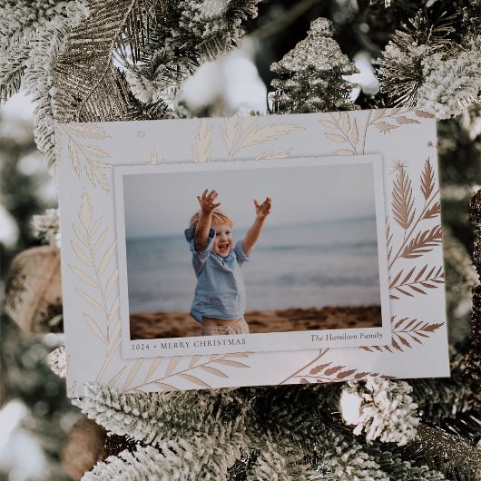 圧搾植物学 |写真水平バラ金ゴールド 箔シーズンカード