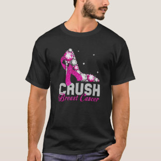 圧砕乳がんピンクきらきら光るハイヒール乳C Tシャツ