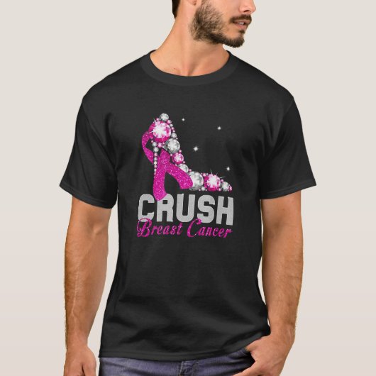 圧砕乳がんピンクきらきら光るハイヒール乳C Tシャツ (正面)