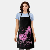 圧砕乳がん認識度きらきら光るピンクリボン エプロン (着用した状態)