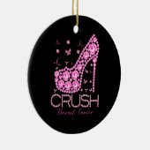 圧砕乳がん認識度きらきら光るピンクリボン セラミックオーナメント (右)