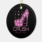 圧砕乳がん認識度きらきら光るピンクリボン セラミックオーナメント (左)