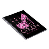 圧砕乳がん認識度きらきら光るピンクリボン ノートブック (右側)
