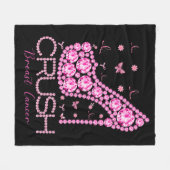 圧砕乳がん認識度きらきら光るピンクリボン フリースブランケット (正面(横))