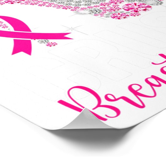 圧砕乳がん認識度きらきら光るピンクリボン ポスター (角)