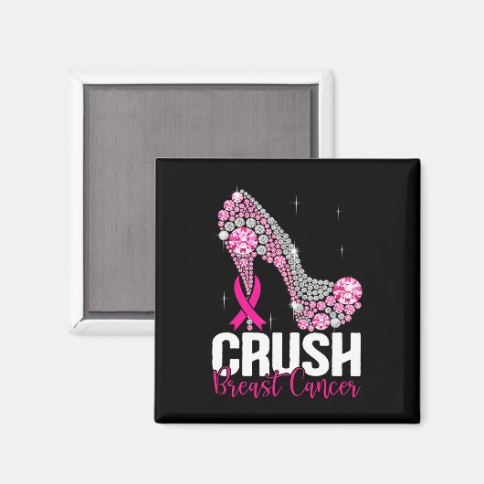 圧砕乳がん認識度きらきら光るピンクリボン マグネット (正面/裏面)
