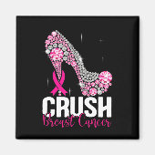 圧砕乳がん認識度きらきら光るピンクリボン マグネット (正面)