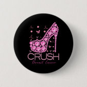 圧砕乳がん認識度きらきら光るピンクリボン 缶バッジ (正面)