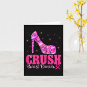 圧砕乳がん認識度ピンクヒール カード (黄色い花)