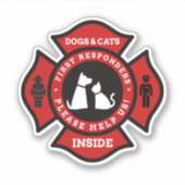 在宅中の犬と猫の火災警戒態勢 シール (正面)